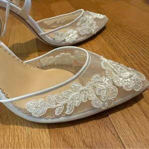 Bella Belle Anita ivory silk lace high heeled wedding special occasion shoes